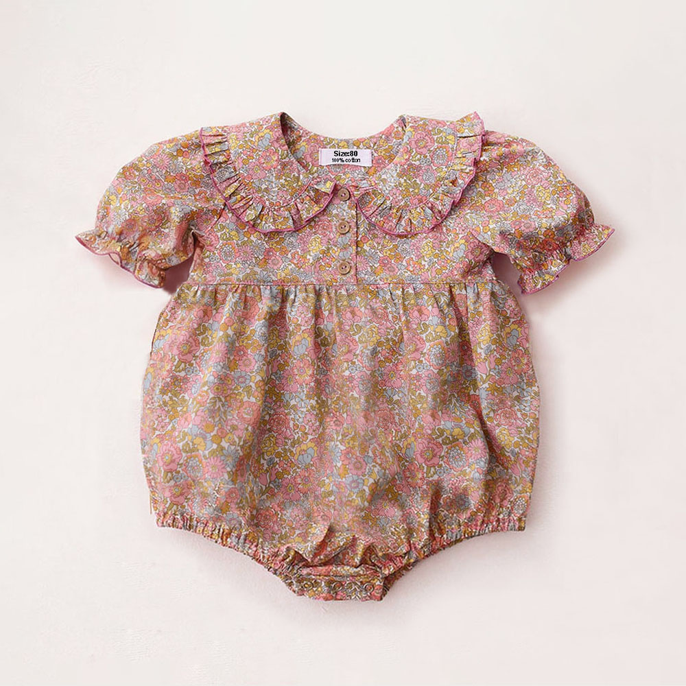 Baby Clothing Next - 夏の新生児用ワンピース服 可愛い花柄女の子ロンパース 綿ベビー服