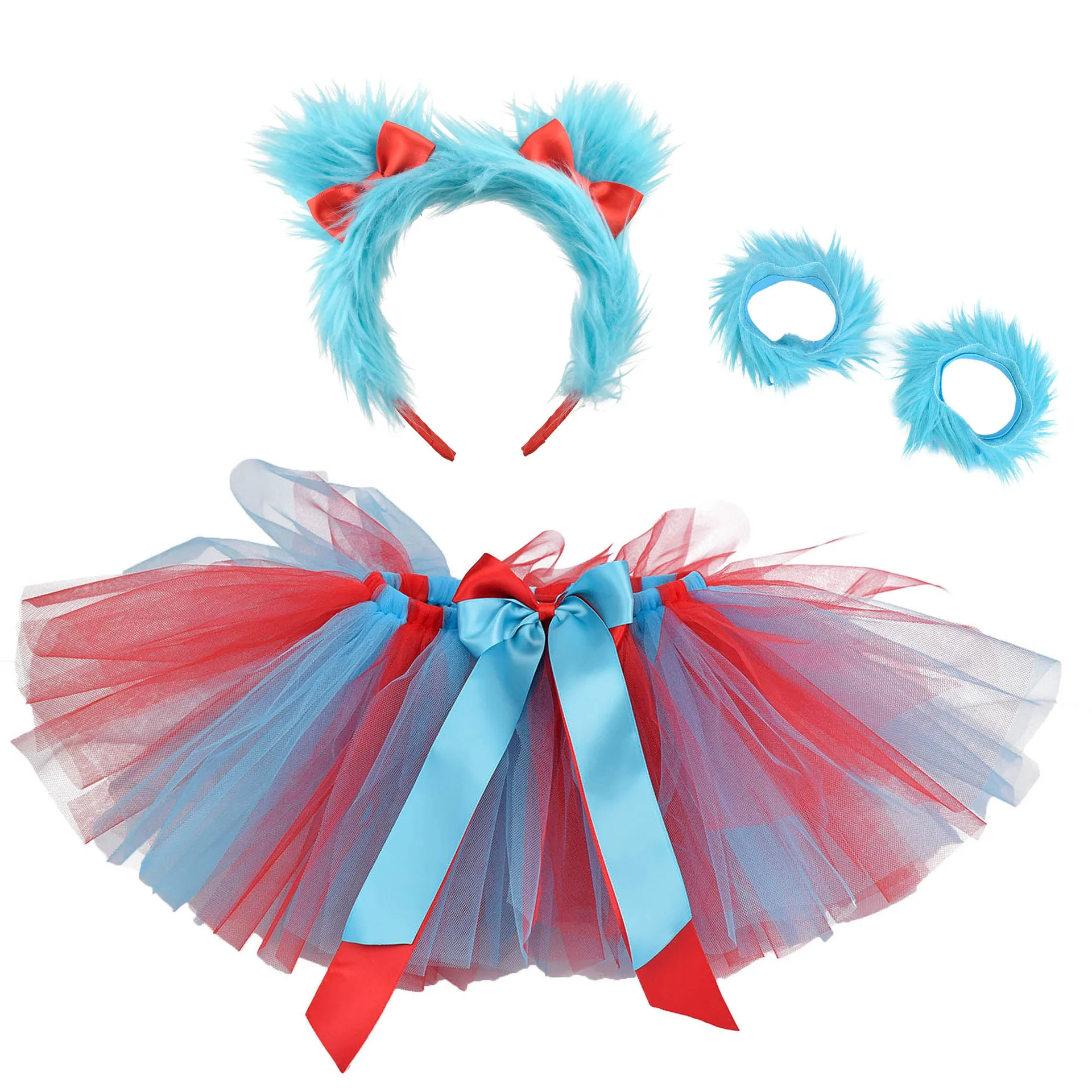 Baby Tutu Skirt - レッドターコイズシング1シング2チュチュスカート 女の子用 ドクターシュースコスチューム パーティー衣装 幼児用写真撮影 ふわふわスカートセット