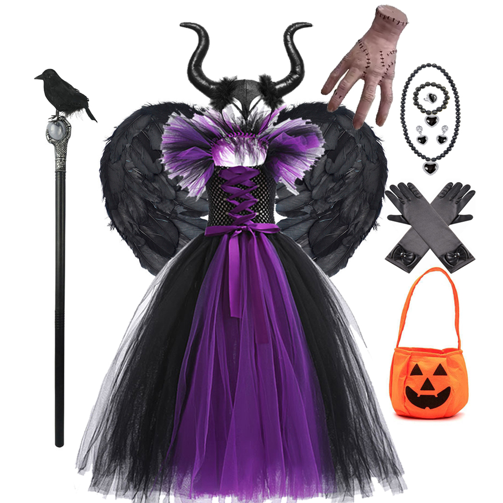 Baby Tutu Skirt - 2025年ハロウィン用子供コスプレ衣装 マレフィセントコスチューム チュチュドレス 女の子 悪の女王 変装