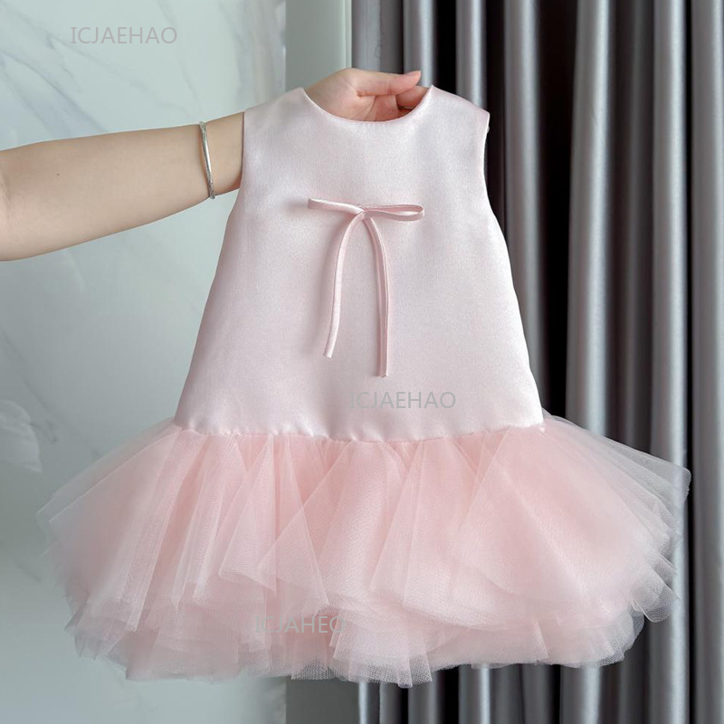 Baby Clothing Dresser - パーティードレス ピンク ベビーガールズ ベスト メッシュスカート付き 1歳の誕生日