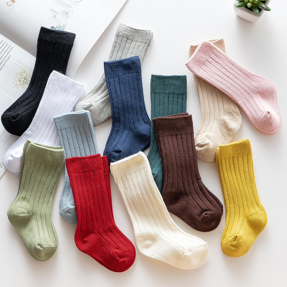 Baby Clothing Next - 2025年ニューアンスパニスタイルダブルニードルストライプニーハイロングソリッド13色ルーズソックスベビーガールボーイズ新生児格安服
