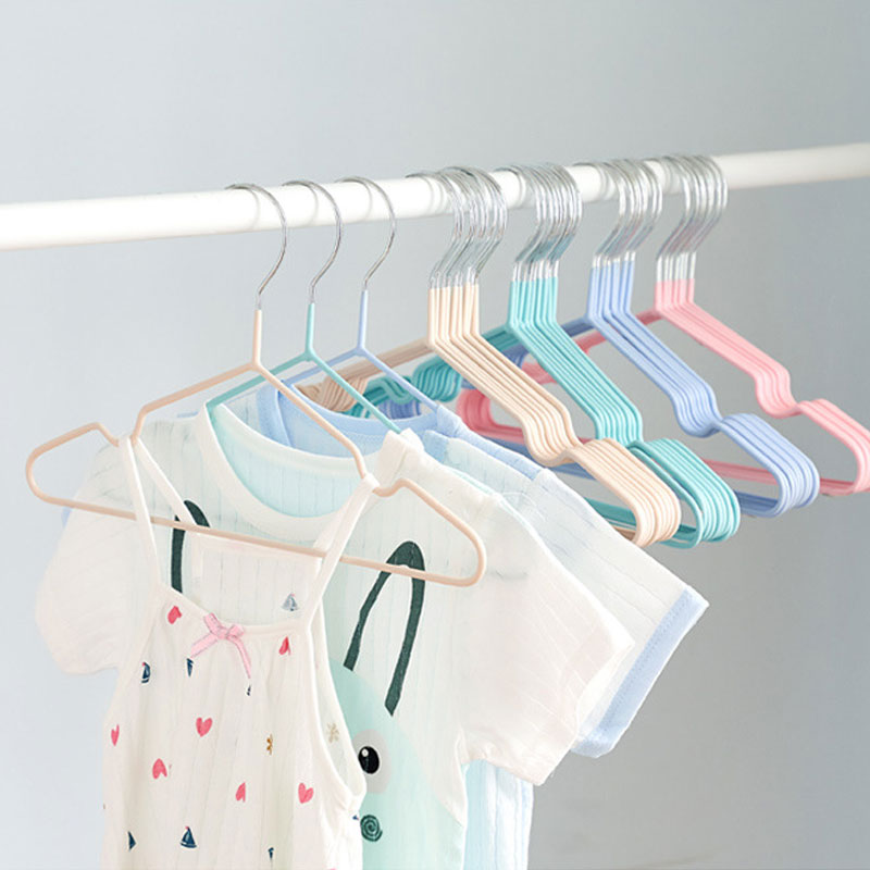 Baby Clothing Hangers - 5/10/20 個子供服ハンガーラック金属 + PVC プラスチックキャンディーカラーハンガーノンスリップコートハンガーベビー服オーガナイザー