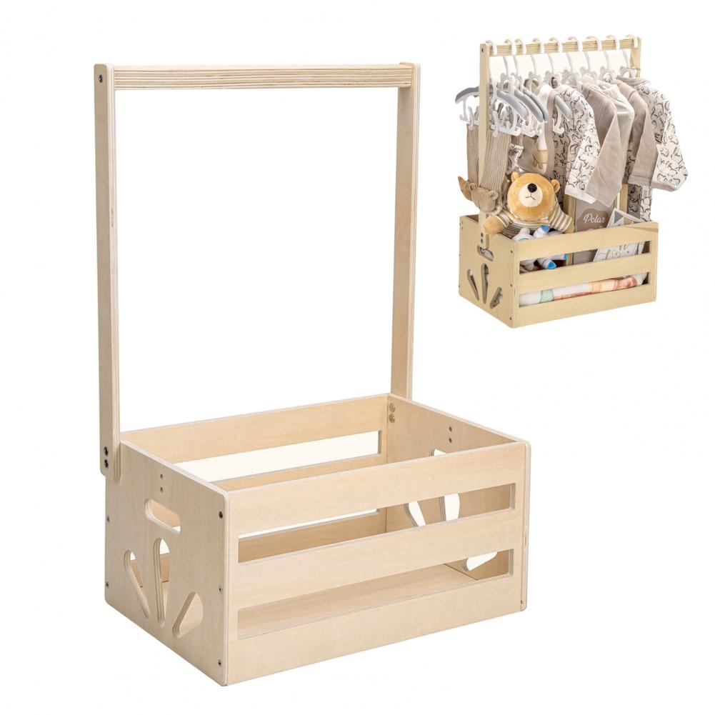 Baby Clothing Rack Gift - 収納ラック ユニークな新生児ギフトオーガナイザー 木製ベビーシャワー用収納箱 滑らかな縁 容量のある収納バスケット クローゼットに最適