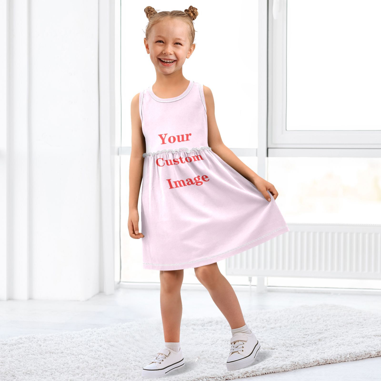 Baby Clothing Images - 女の子服新しい夏のプリンセスノースリーブドレス子供ドレスカスタマイズされた画像パーティーベビードレス子供服 2-8Y