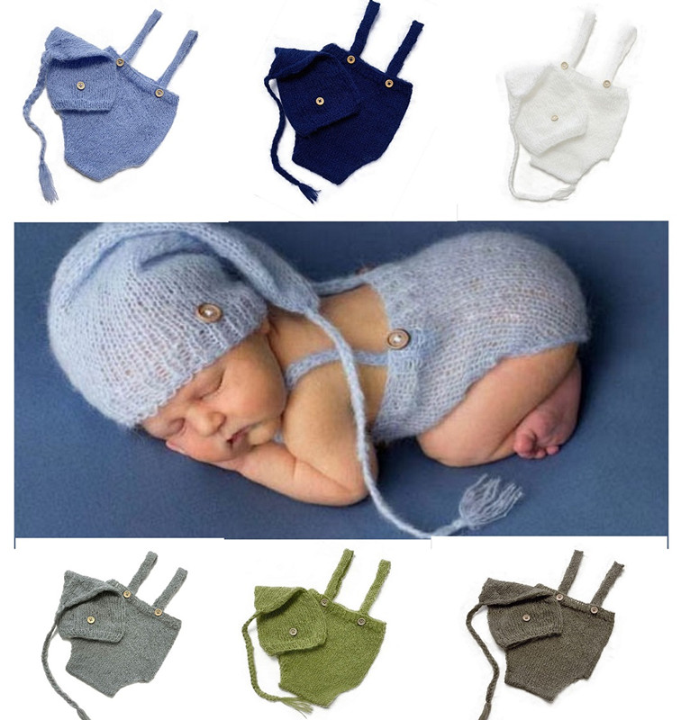 Baby Clothing Crochet - 新生児写真アクセサリー用ニットウールハット、かぎ針編みの衣装、撮影、コスチュームアクセサリー用の服、2ピース/セット