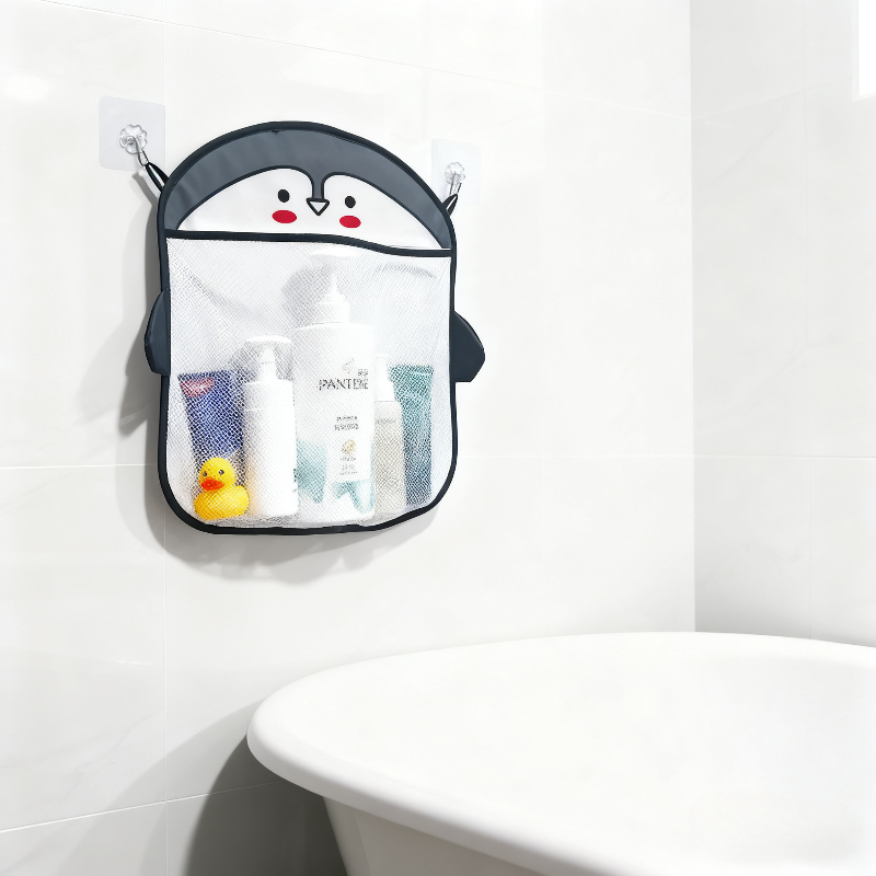 Baby Clothing Basket - かわいい漫画の動物のポリエステルメッシュ収納バッグ - タイルハンギングバスケット ベビービニールおもちゃのボディウォッシュシャンプー用バスルームオーガナイザー