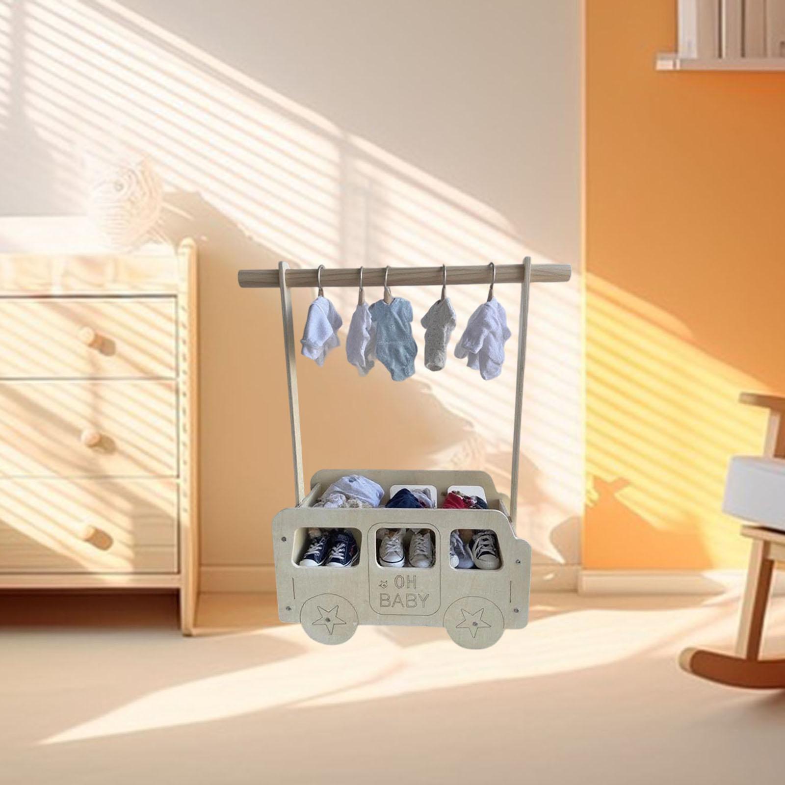 Baby Clothing Hangers - ペット服ラック ベビーシャワー クレート クローゼット 吊り下げ式木製自立型ペットおもちゃ収納バスケット 帽子