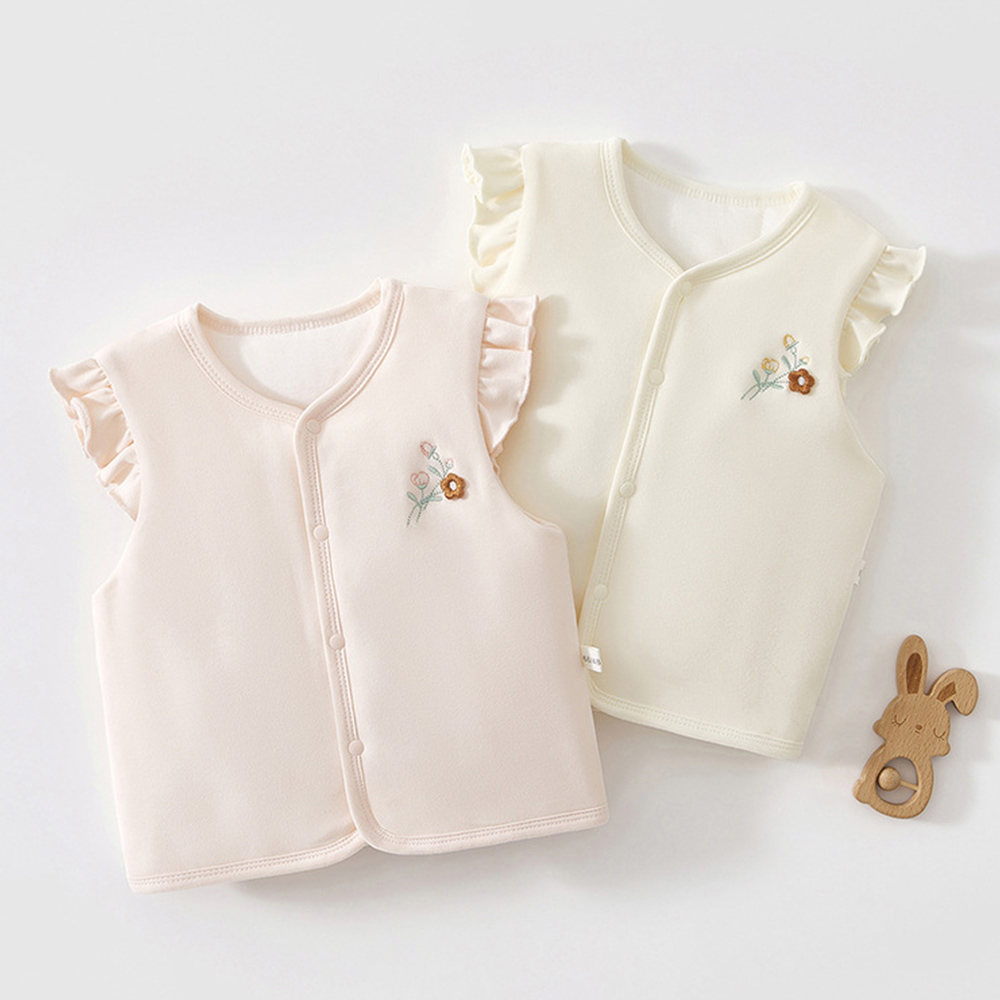 Baby Clothing Quilt - 女の赤ちゃんベストキルティング暖かい秋冬幼児服フリル花刺繍プリンセスクリスマスベビーアウターチョッキ