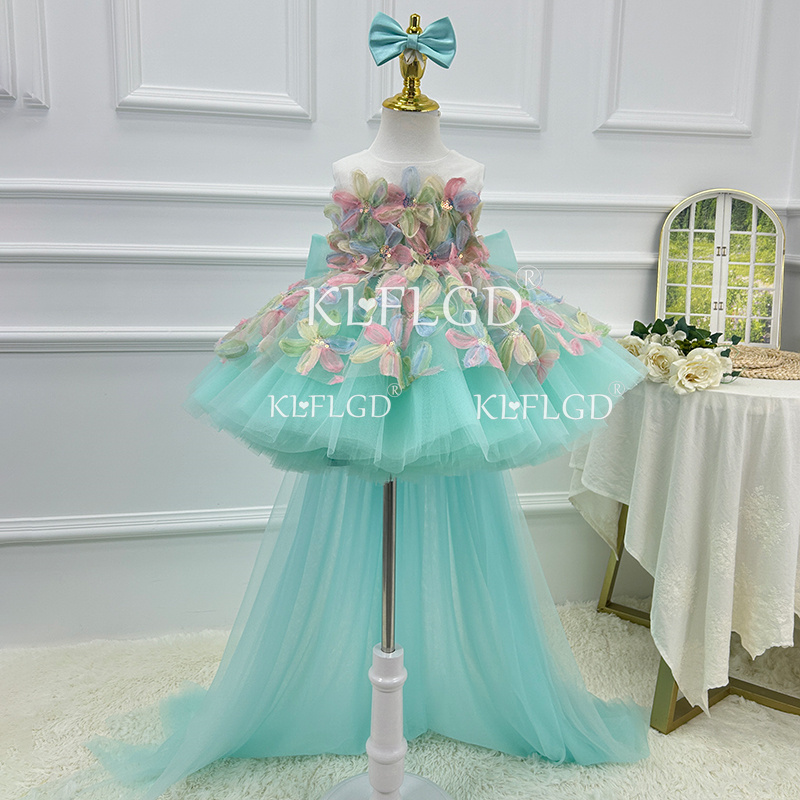 Baby Clothing Dresser - KLFLGD エレガントなターコイズブルーのフラワーガールドレス、フラワーガールレース、子供の結婚式、幼児の女の子、誕生日のお祝いパーティー