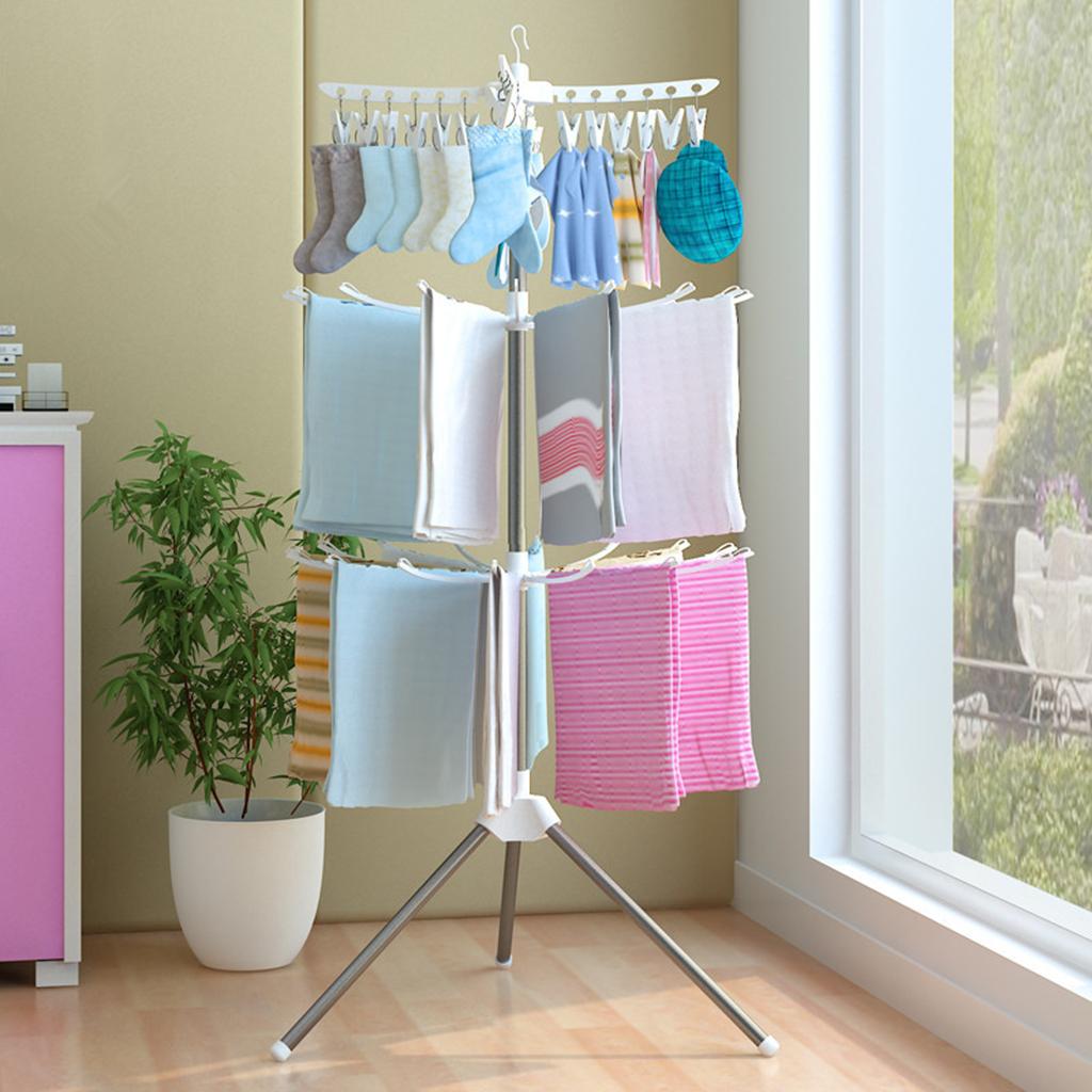3段折りたたみ式乾燥ラック ステンレス製タオルスタンド自立式 - Baby Clothing Hangers のレビューと価格