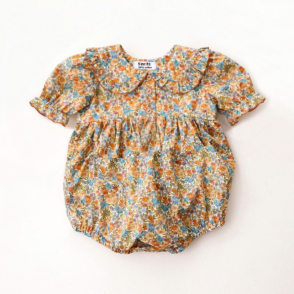 夏の新生児用ワンピース服 可愛い花柄女の子ロンパース 綿ベビ - Baby Clothing Next のレビューと価格