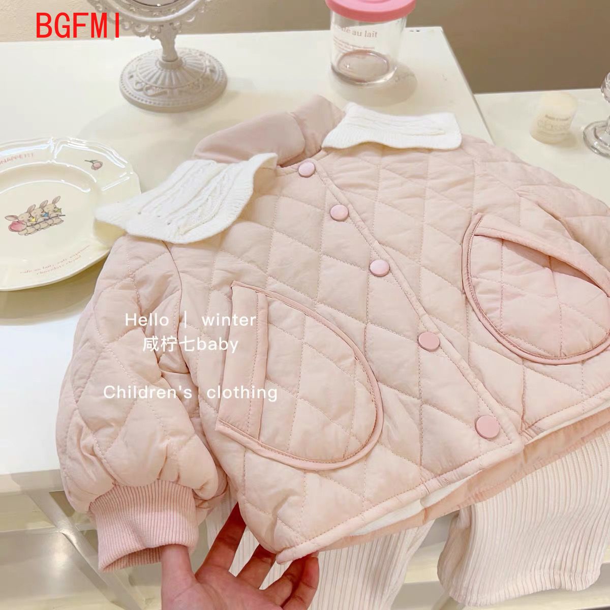 女の子ピンクベルベットインナーコットンコートアウターウェアジ - Baby Clothing Quilt のレビューと価格