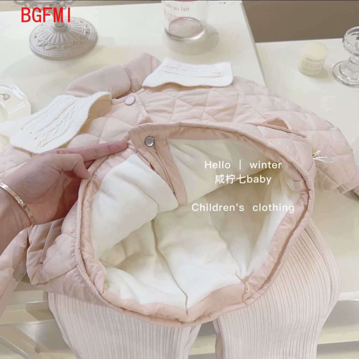 女の子ピンクベルベットインナーコットンコートアウターウェアジ - Baby Clothing Quilt のレビューと価格
