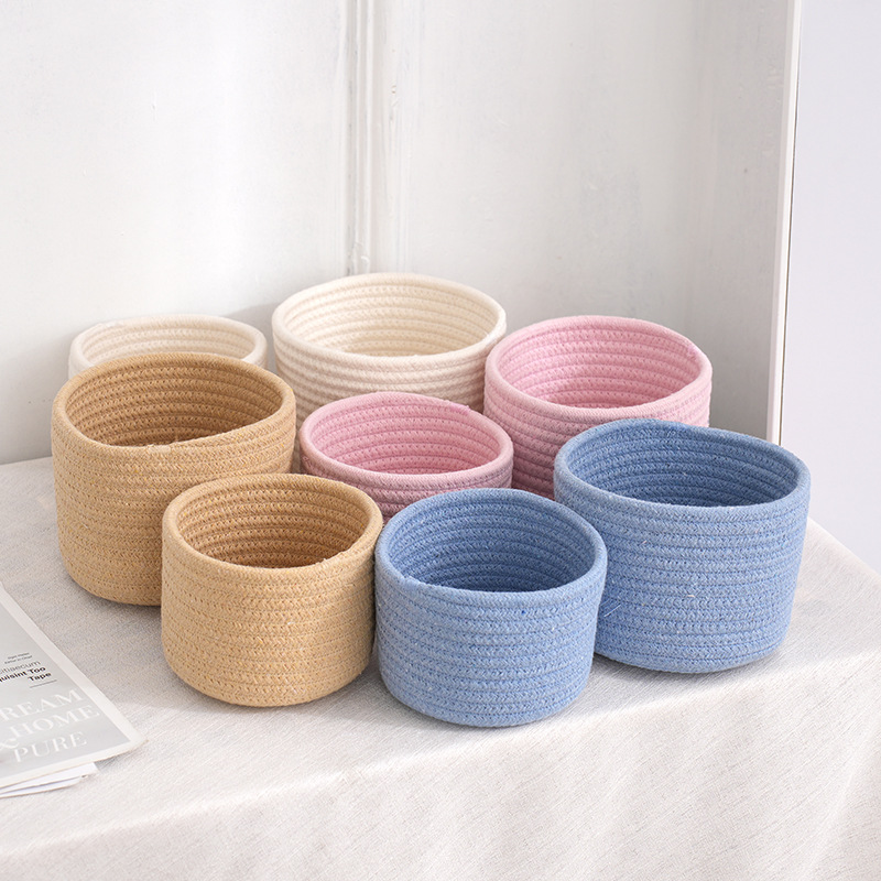 綿ロープで織られた手作りの収納バスケット、雑貨オーガナイザー - Baby Clothing Basket のレビューと価格