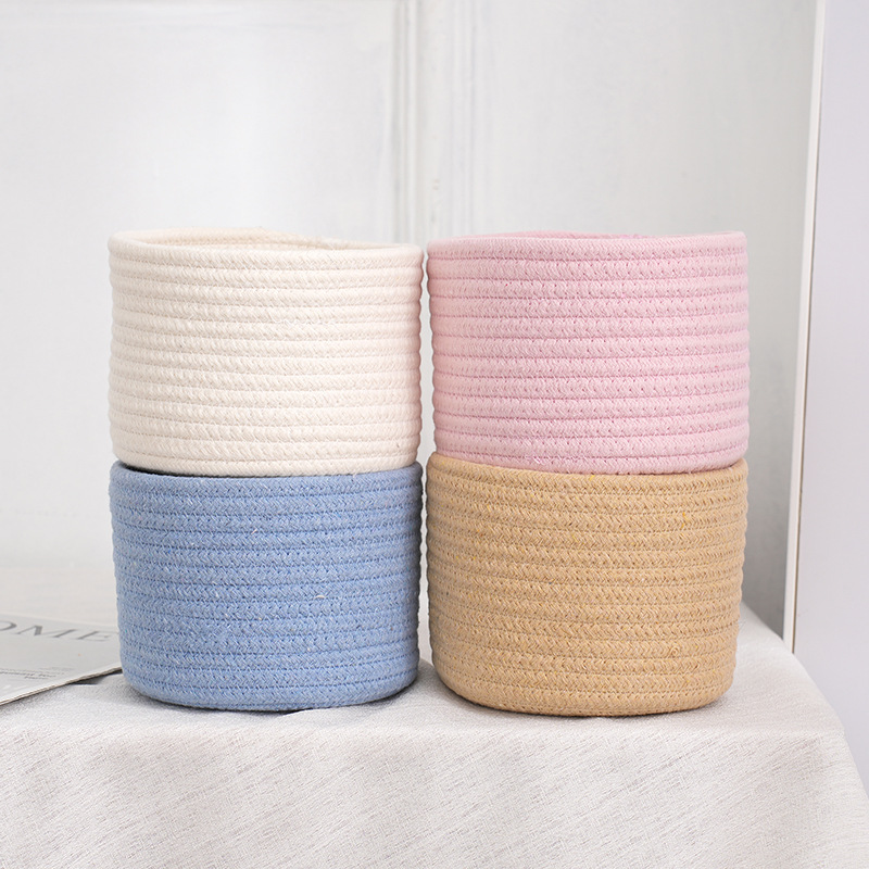 綿ロープで織られた手作りの収納バスケット、雑貨オーガナイザー - Baby Clothing Basket のレビューと価格