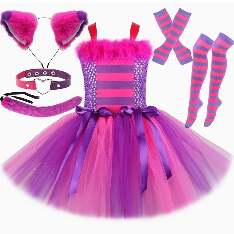 漫画マジックストライプチェシャ猫チュチュドレスセット女の子ハ - Baby Tutu Skirt のレビューと価格
