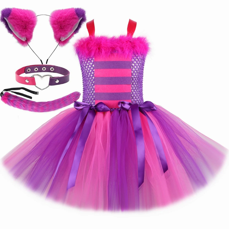 漫画マジックストライプチェシャ猫チュチュドレスセット女の子ハ - Baby Tutu Skirt のレビューと価格