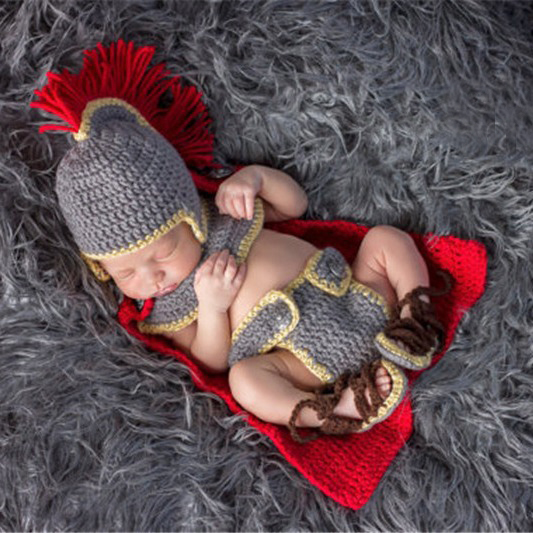 手作りかぎ針編み新生児男の子写真撮影服中世戦士騎士コスチュー - Baby Clothing Crochet のレビューと価格
