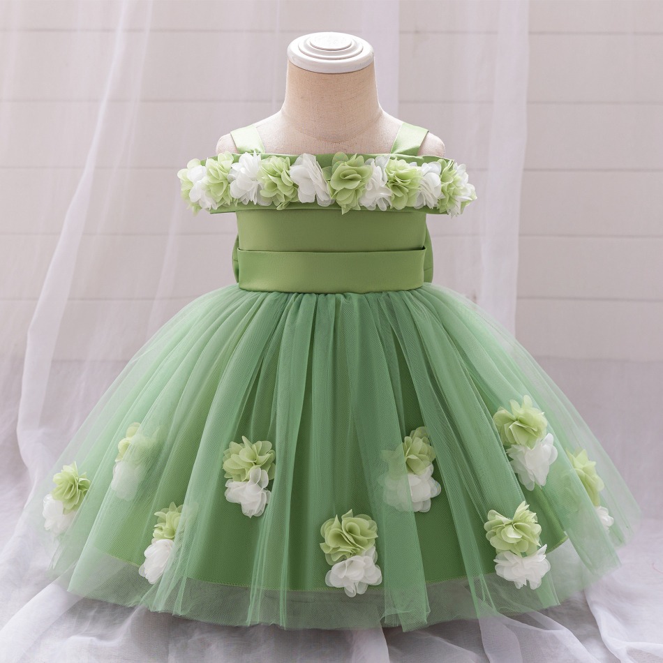 新しい女の赤ちゃんの 1st プリンセスドレス幼児立体フラワ - Baby Clothing Dresser のレビューと価格