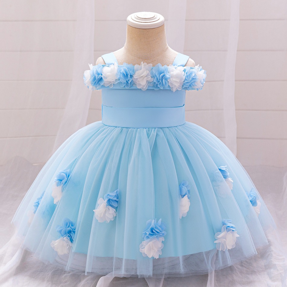 新しい女の赤ちゃんの 1st プリンセスドレス幼児立体フラワ - Baby Clothing Dresser のレビューと価格