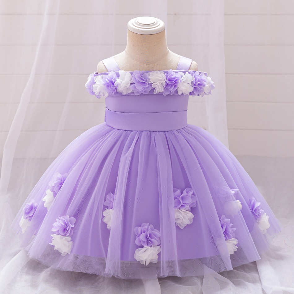 新しい女の赤ちゃんの 1st プリンセスドレス幼児立体フラワ - Baby Clothing Dresser のレビューと価格