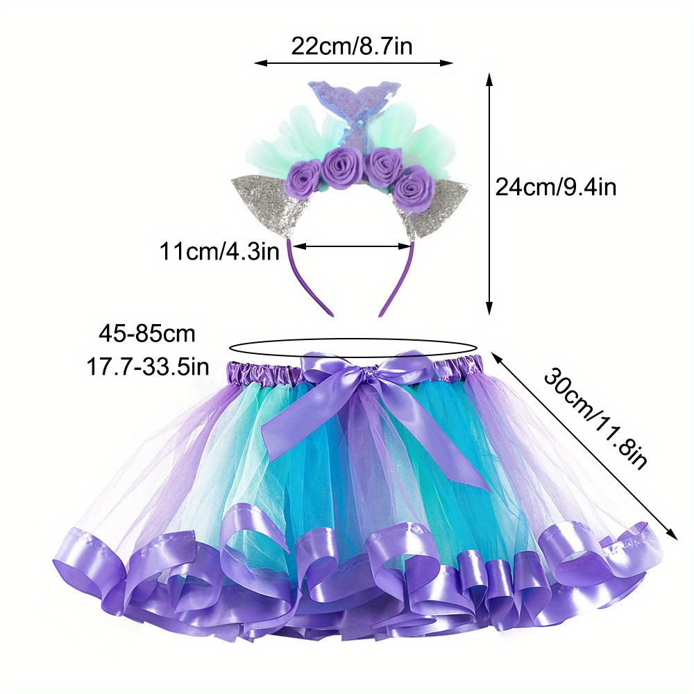 女の子用マーメイドヘアバンド メッシュチュチュスカート 2点 - Baby Tutu Skirt のレビューと価格