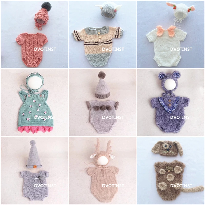 新生児の写真撮影の小道具かぎ針編みニット服帽子衣装セット F - Baby Clothing Crochet のレビューと価格