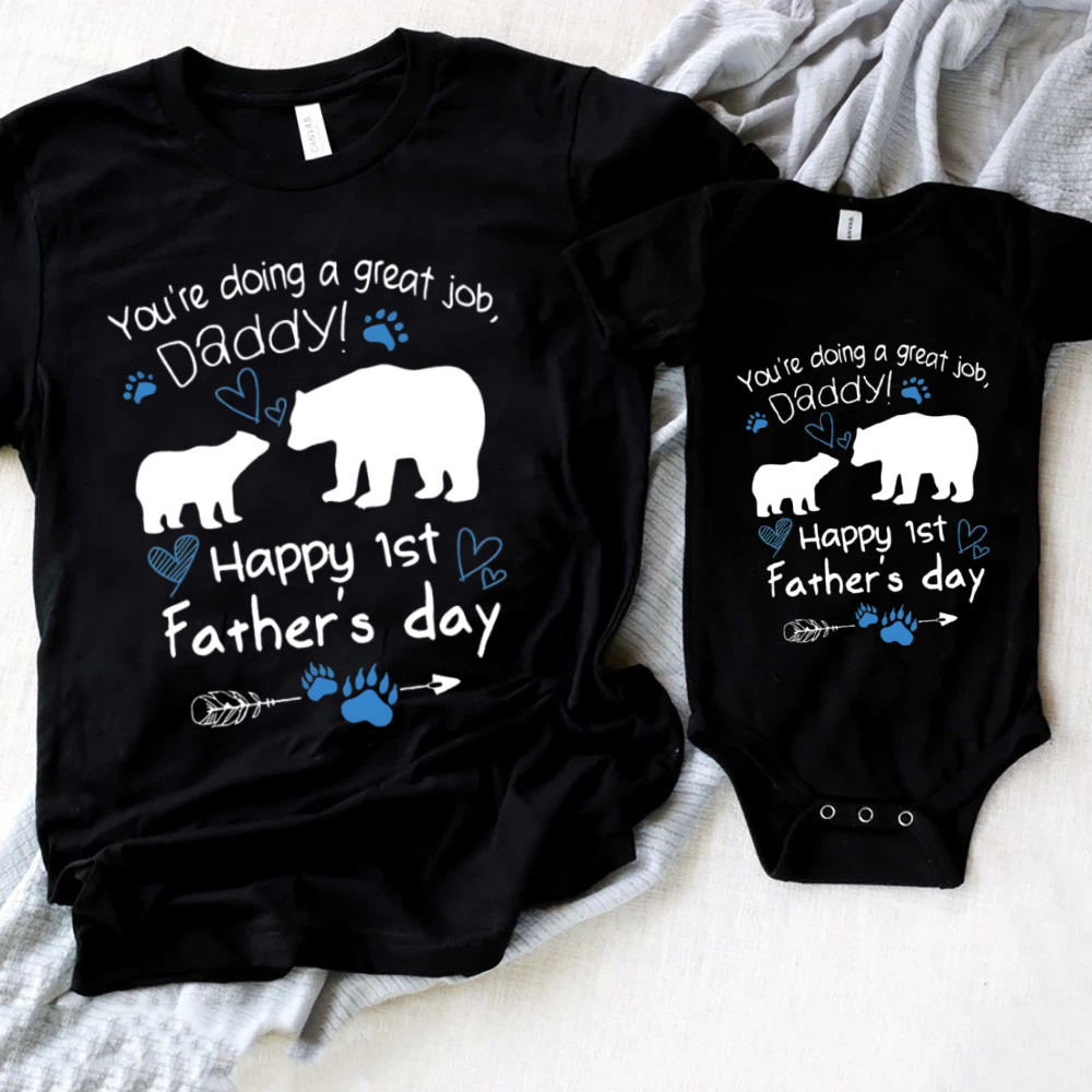 ハッピー最初の父の日家族マッチングシャツ父と息子娘服ベビーロ - Baby Clothing Crochet のレビューと価格
