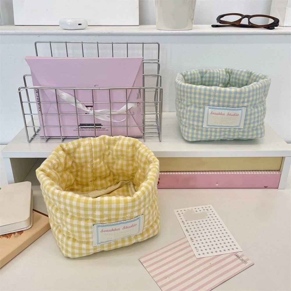 格子縞グリッド生地収納バスケット家庭用洗える装飾ビン積み重ね - Baby Clothing Basket のレビューと価格