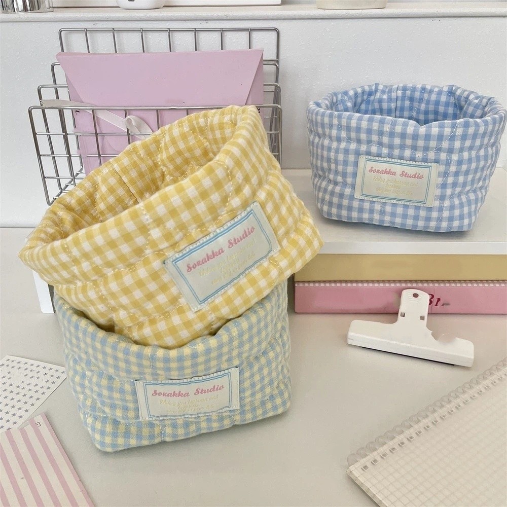 格子縞グリッド生地収納バスケット家庭用洗える装飾ビン積み重ね - Baby Clothing Basket のレビューと価格