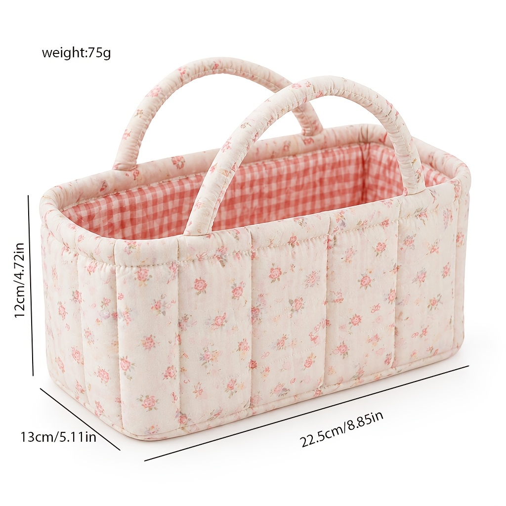 花柄キルティング収納バスケット ポータブルハンドヘルドコスメ - Baby Clothing Basket のレビューと価格