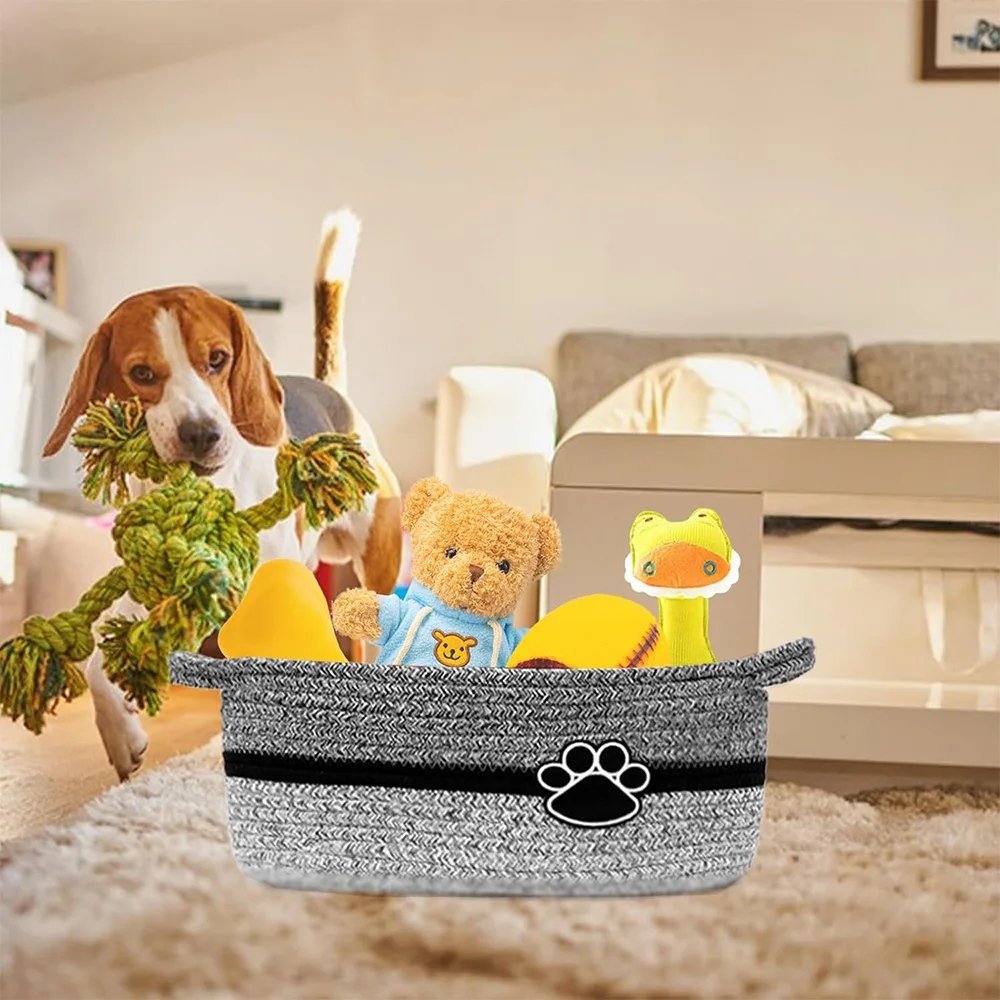 ペットのおもちゃ収納バスケット（ハンドル付き） 犬の足跡を使 - Baby Clothing Basket のレビューと価格