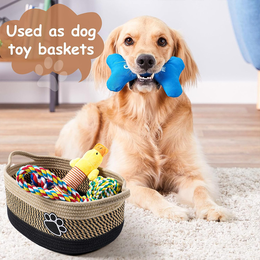 ペットのおもちゃ収納バスケット（ハンドル付き） 犬の足跡を使 - Baby Clothing Basket のレビューと価格