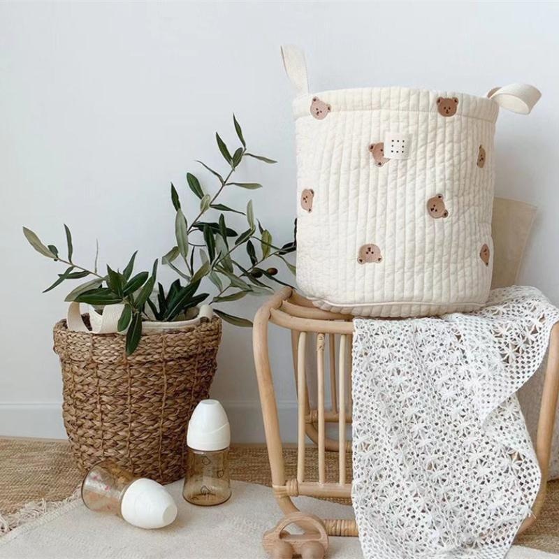 かわいいクマの刺繍おむつバッグおむつオーガナイザーコットンマ - Baby Clothing Basket のレビューと価格