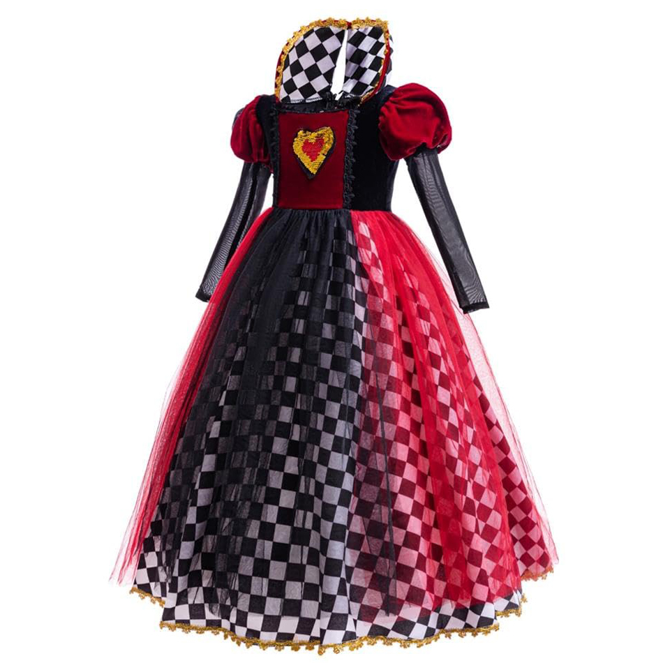 女の子ハートの女王コスプレドレス黒白チェック柄スカートと赤い - Baby Tutu Skirt のレビューと価格