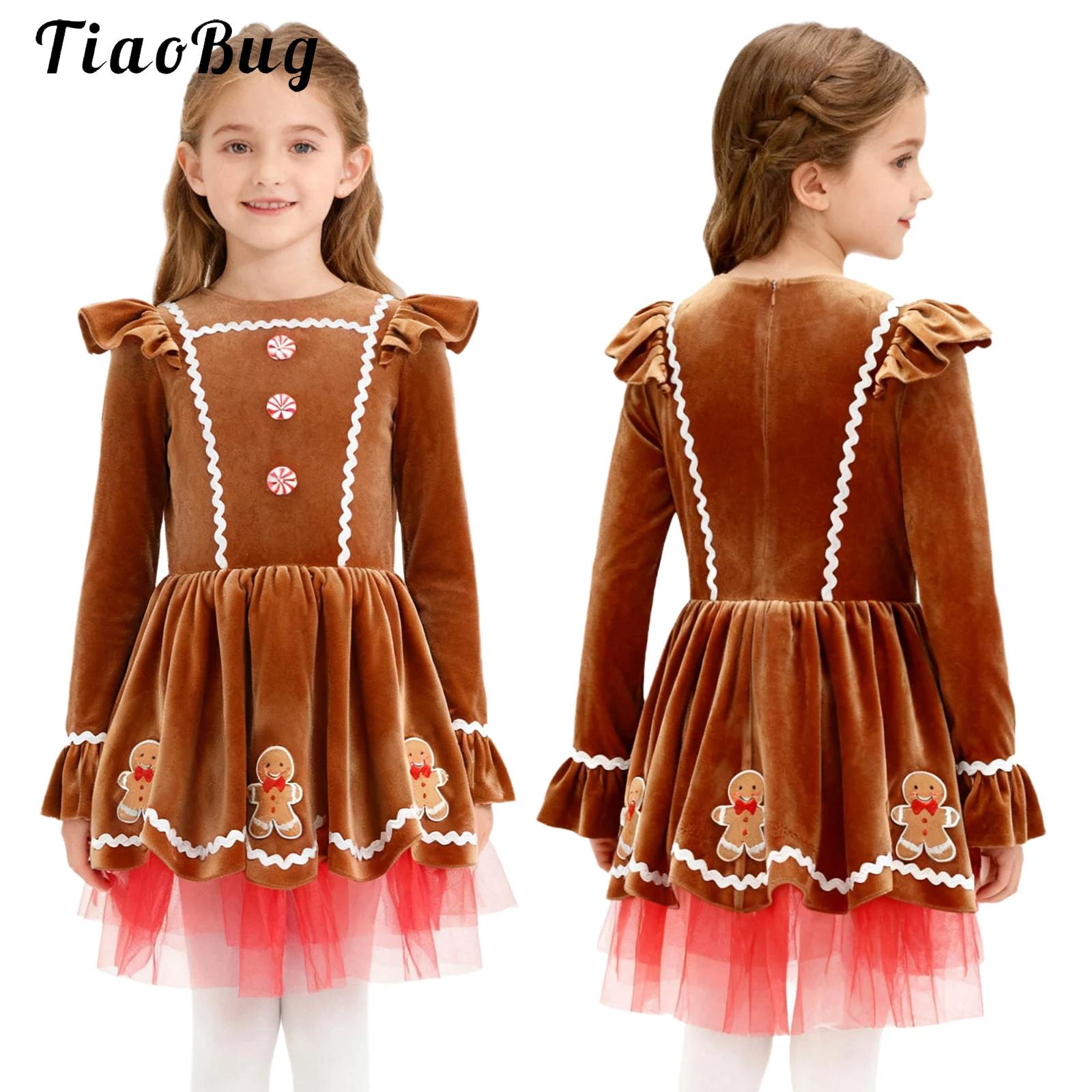 女の子ジンジャーブレッドコスチュームかわいい長袖ベルベットハ - Baby Tutu Skirt のレビューと価格