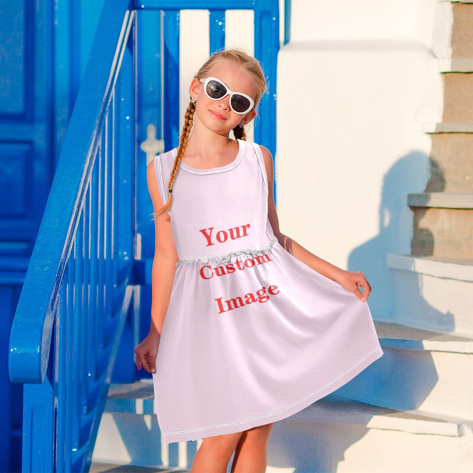 女の子服新しい夏のプリンセスノースリーブドレス子供ドレスカス - Baby Clothing Images のレビューと価格