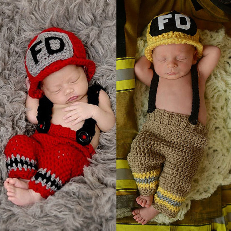 手作りかぎ針編み新生児男の子写真撮影服消防士消防士コスチュー - Baby Clothing Crochet のレビューと価格