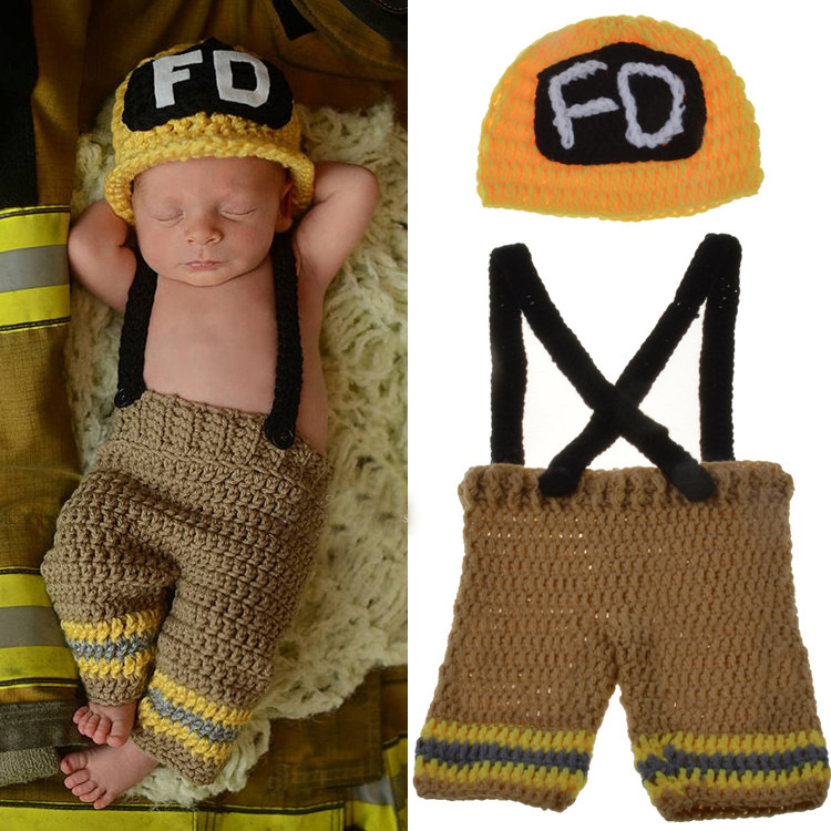 手作りかぎ針編み新生児男の子写真撮影服消防士消防士コスチュー - Baby Clothing Crochet のレビューと価格