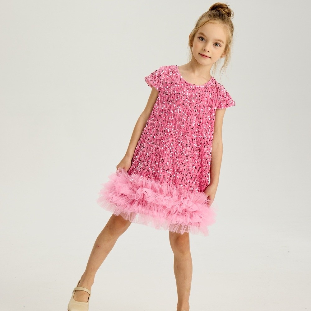新しい半袖女の子スパンコールベストスカートふわふわメッシュス - Baby Tutu Skirt のレビューと価格