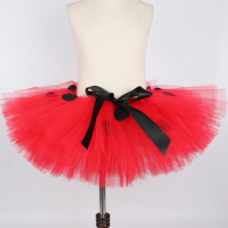 女の子用テントウムシチュチュスカート、赤黒のドット柄、幼児用 - Baby Tutu Skirt のレビューと価格