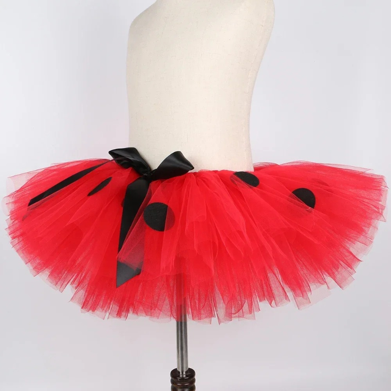 女の子用テントウムシチュチュスカート、赤黒のドット柄、幼児用 - Baby Tutu Skirt のレビューと価格