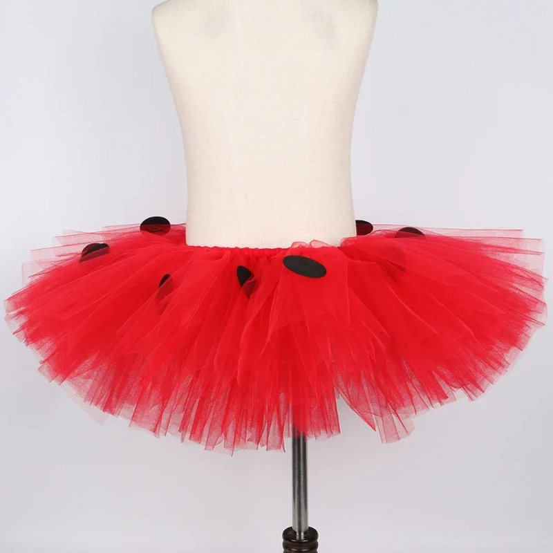 女の子用テントウムシチュチュスカート、赤黒のドット柄、幼児用 - Baby Tutu Skirt のレビューと価格