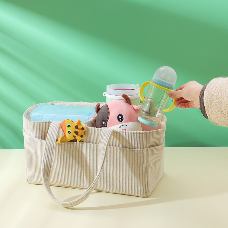 新しいコーデュロイおむつキャディーオーガナイザー折りたたみ式 - Baby Clothing Basket のレビューと価格