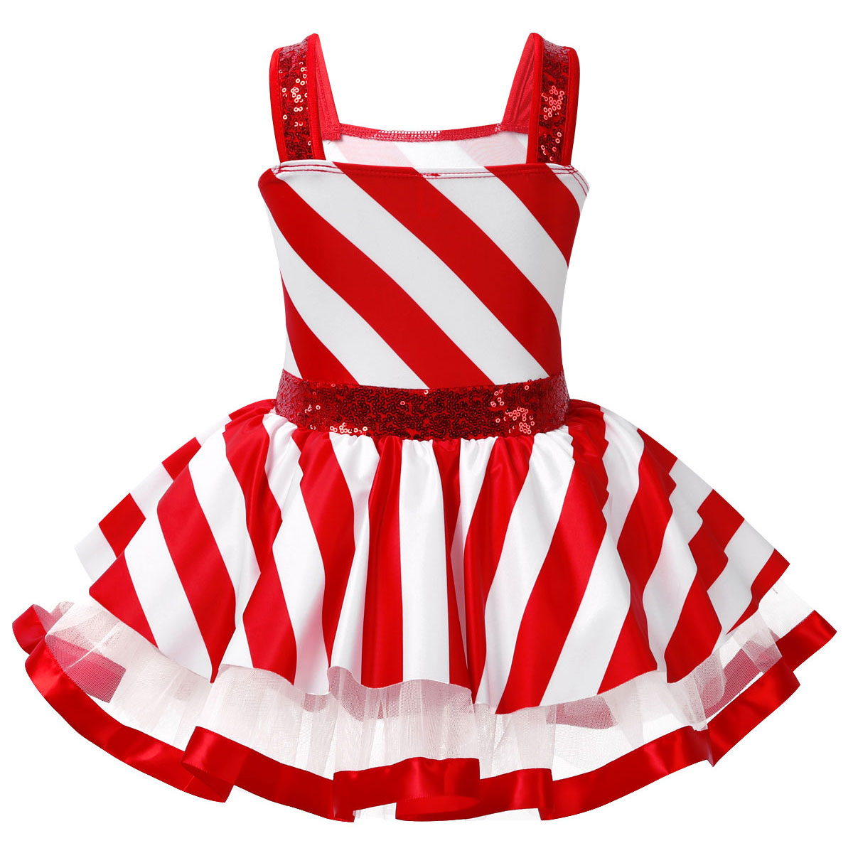 女の子のクリスマスキャンディケインコスチューム光沢のあるスパ - Baby Tutu Skirt のレビューと価格