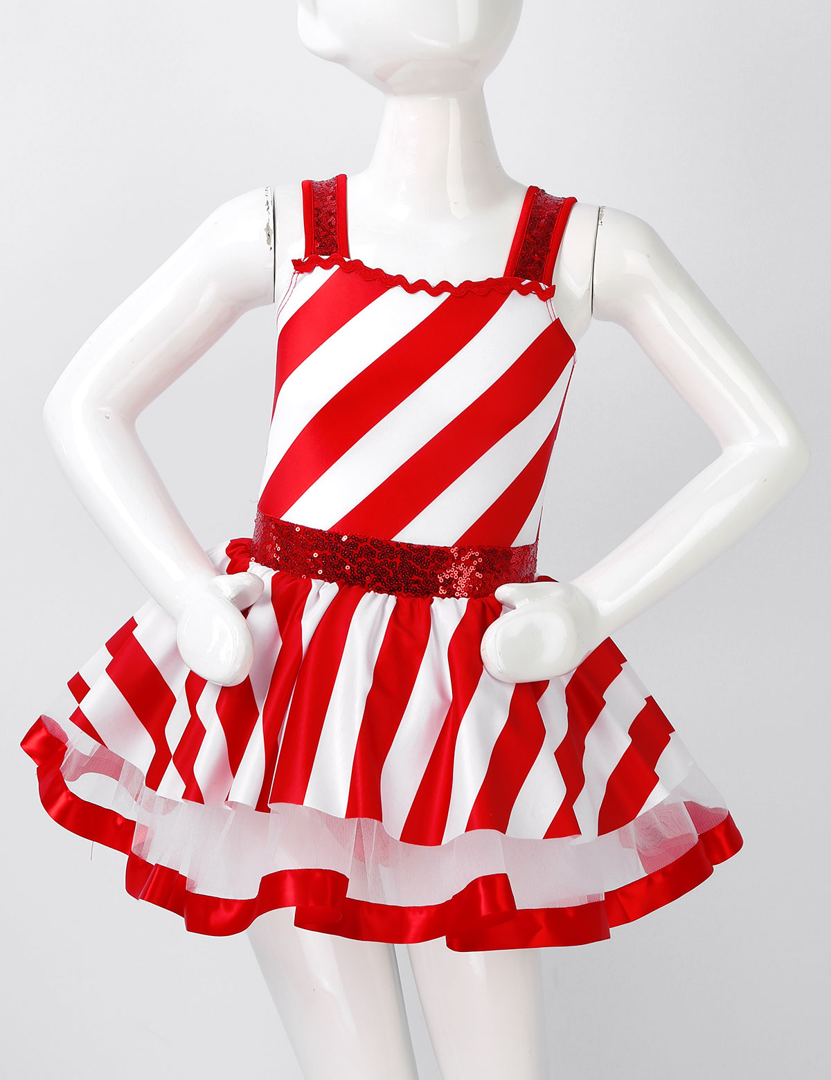 女の子のクリスマスキャンディケインコスチューム光沢のあるスパ - Baby Tutu Skirt のレビューと価格