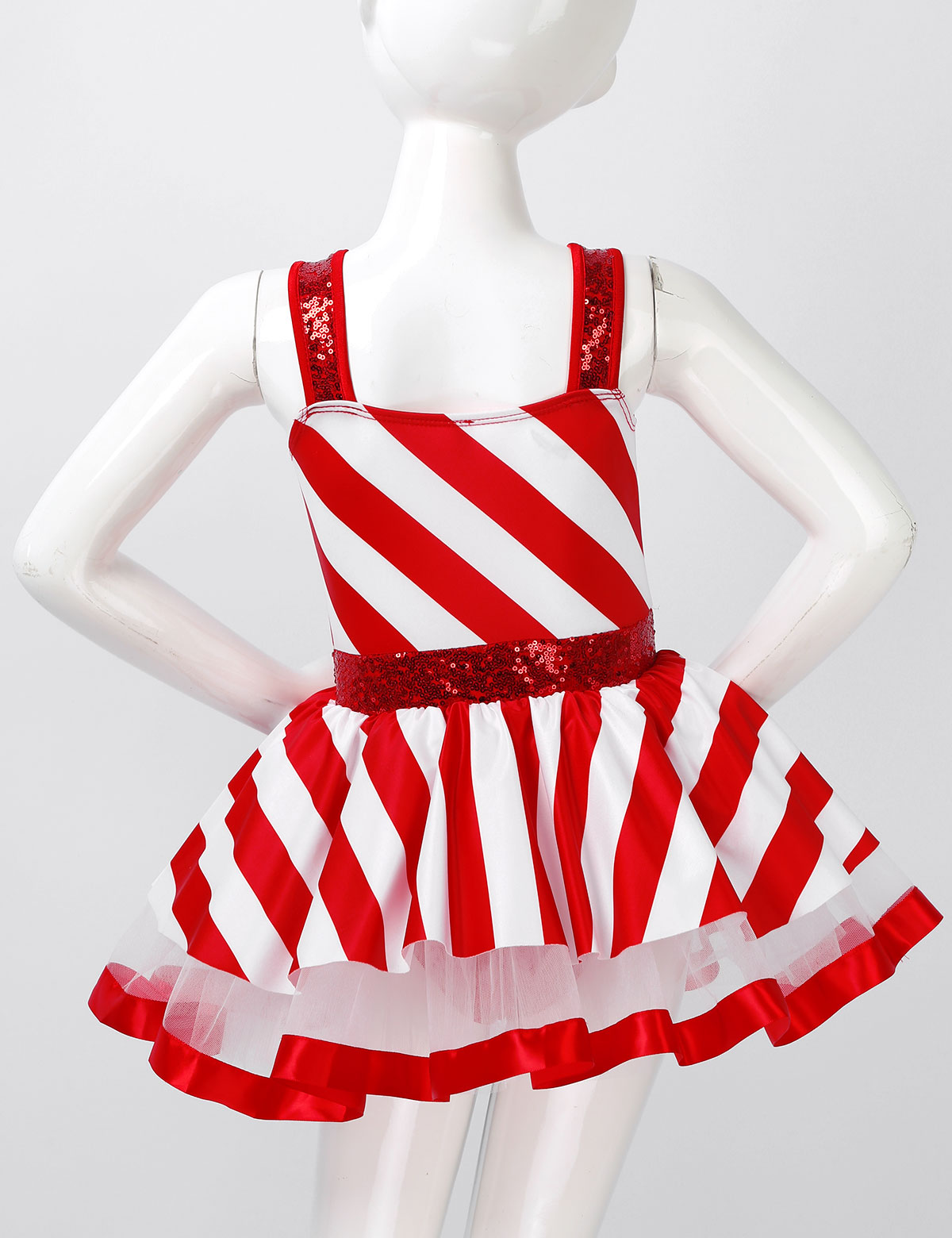女の子のクリスマスキャンディケインコスチューム光沢のあるスパ - Baby Tutu Skirt のレビューと価格